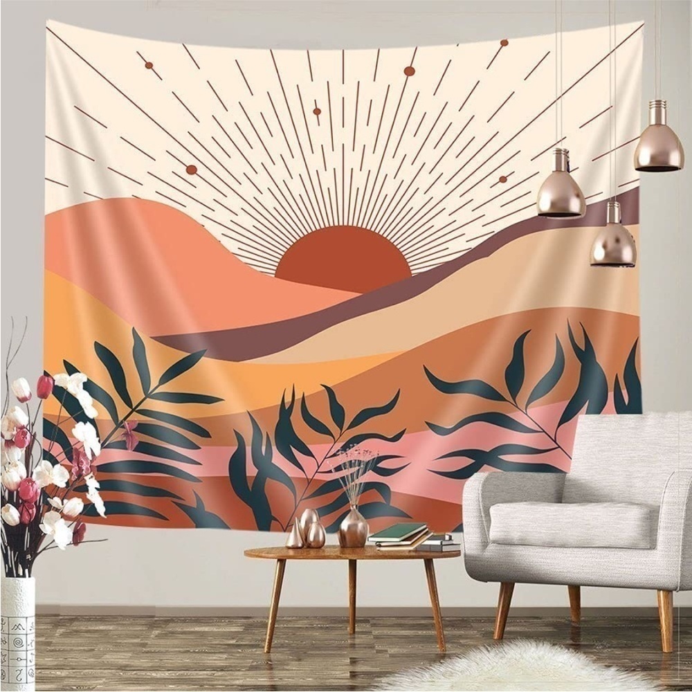 Abstract Neutral Sunset/Sunrise Hippie Bohemian Indie Room Wall Decor Tapestry - Picture 2 of 5